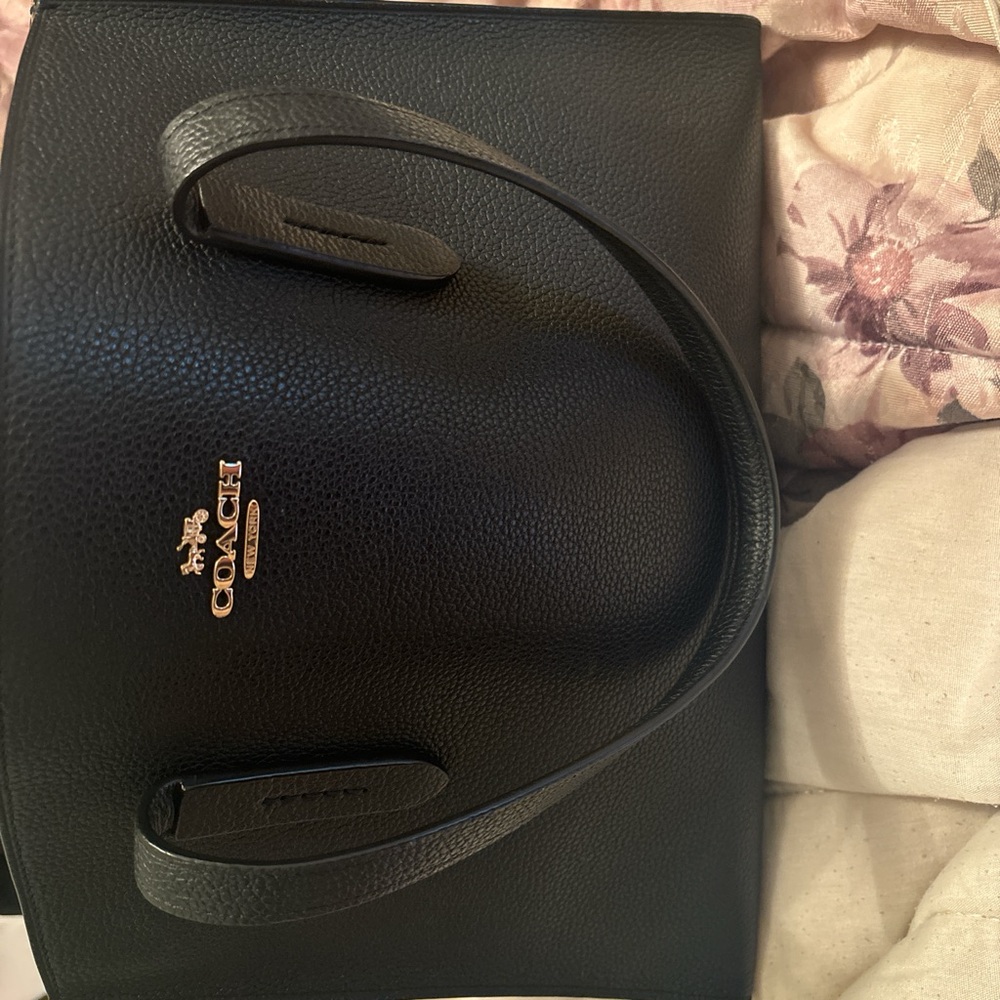Leather black tote bag